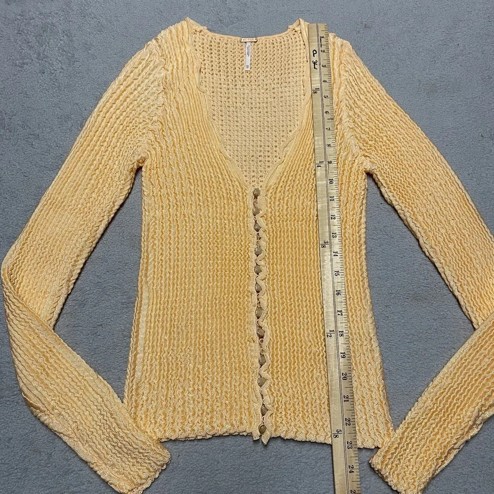 Free‎ People Pucker Up Cardigan XS Peach Orange Crinkle Y2K Top Beach Festival